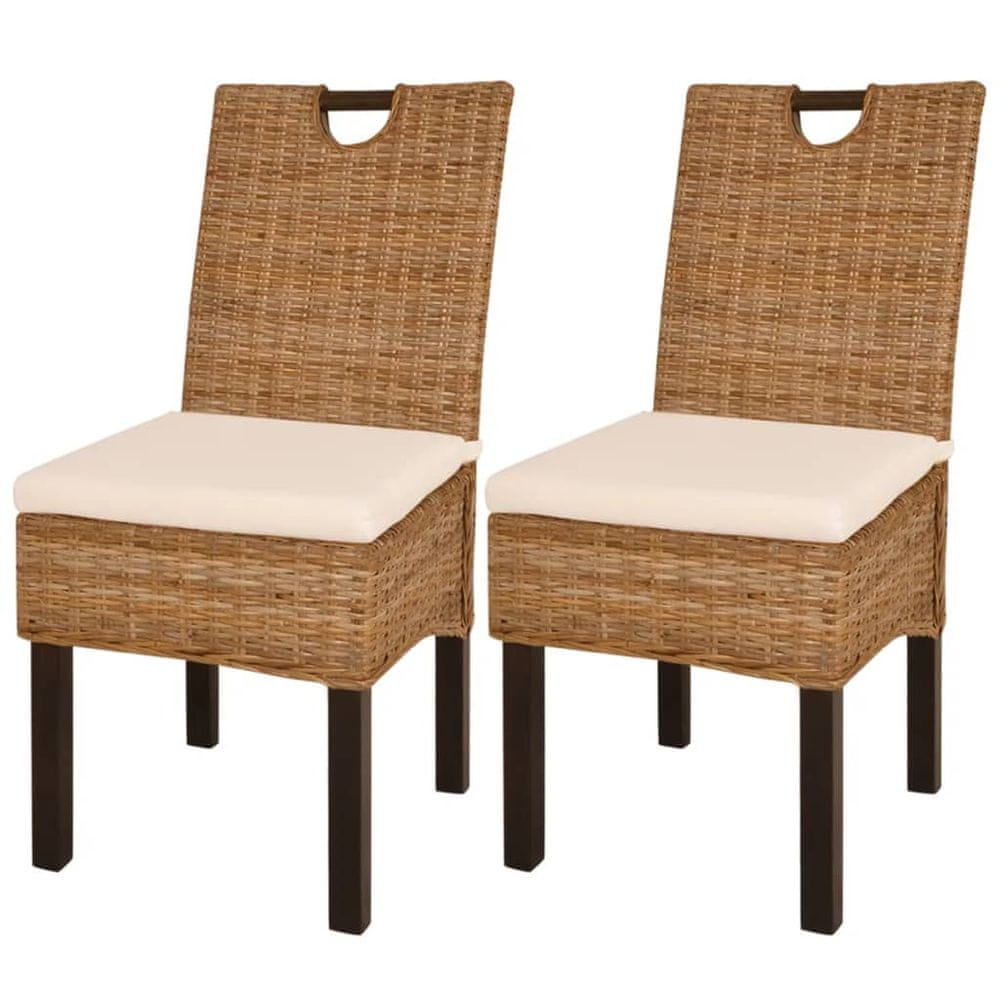 Vidaxl Jedálenské stoličky, 2 ks, ratan kubu a mangové drevo